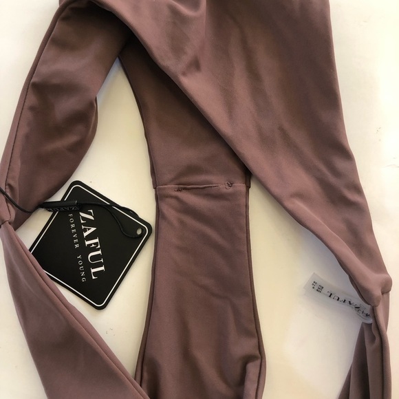 Zaful Peach Floral Underwire Top Brown High Cut Leg Bottom Bikini Swim Set M/6 - Picture 15 of 16